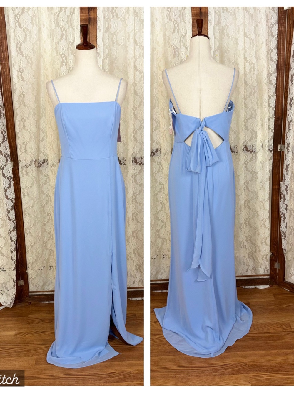 Beautiful New Dessy Collection Thread Sky Blue Chiffon Gown!